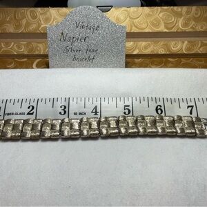 Napier vintage silver tone textured weave link bracelet
